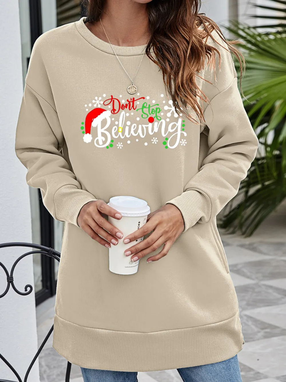 DON'T STOP BELIEVING Graphic Drop Shoulder Sweatshirt, image 17