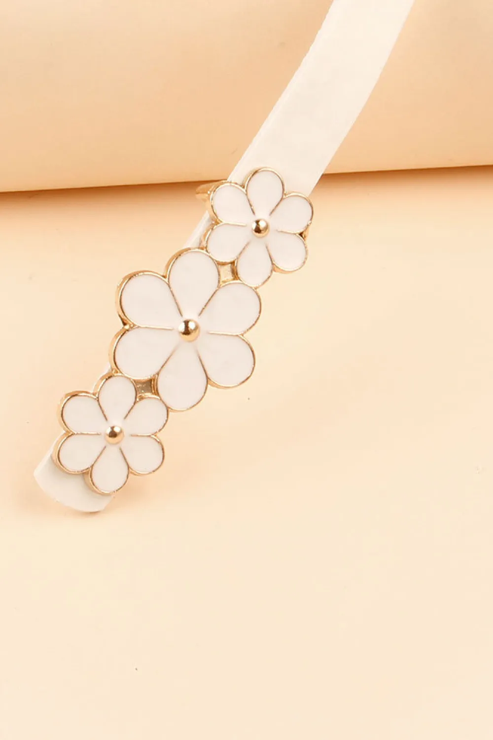 Flower Decor Skinny PU Belt, image 7