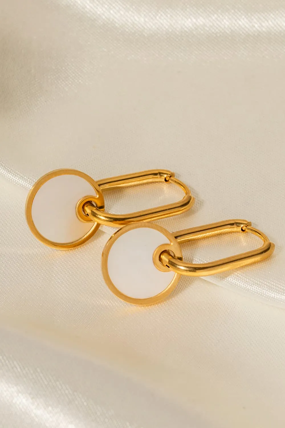 Copper White Mother-Of-Pearl Drop Earrings, image 3