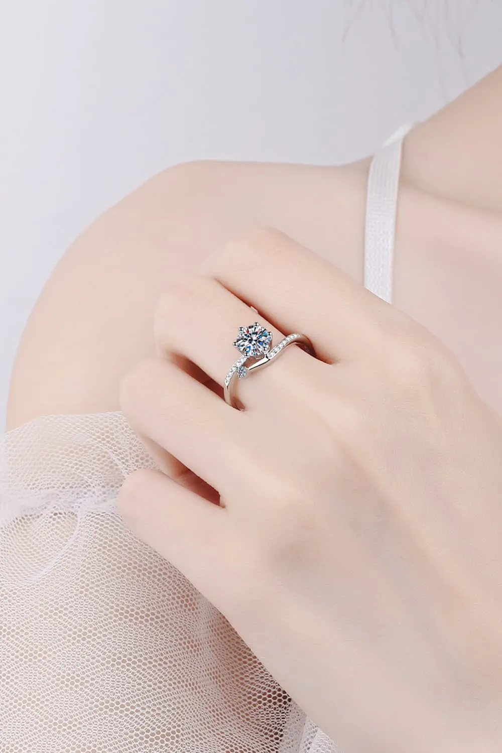 1 Carat Moissanite 925 Sterling Silver Bypass Ring, image 3