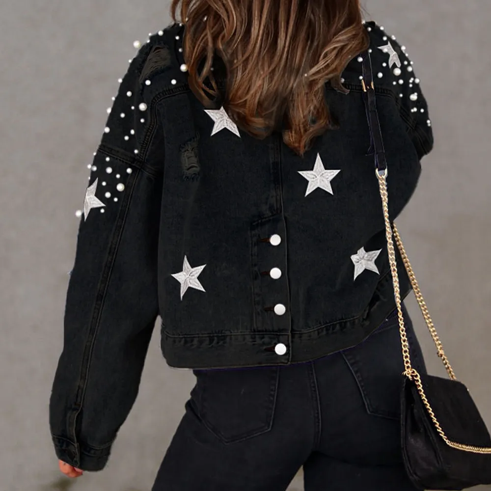 Bead Detail Denim Jacket, image 9