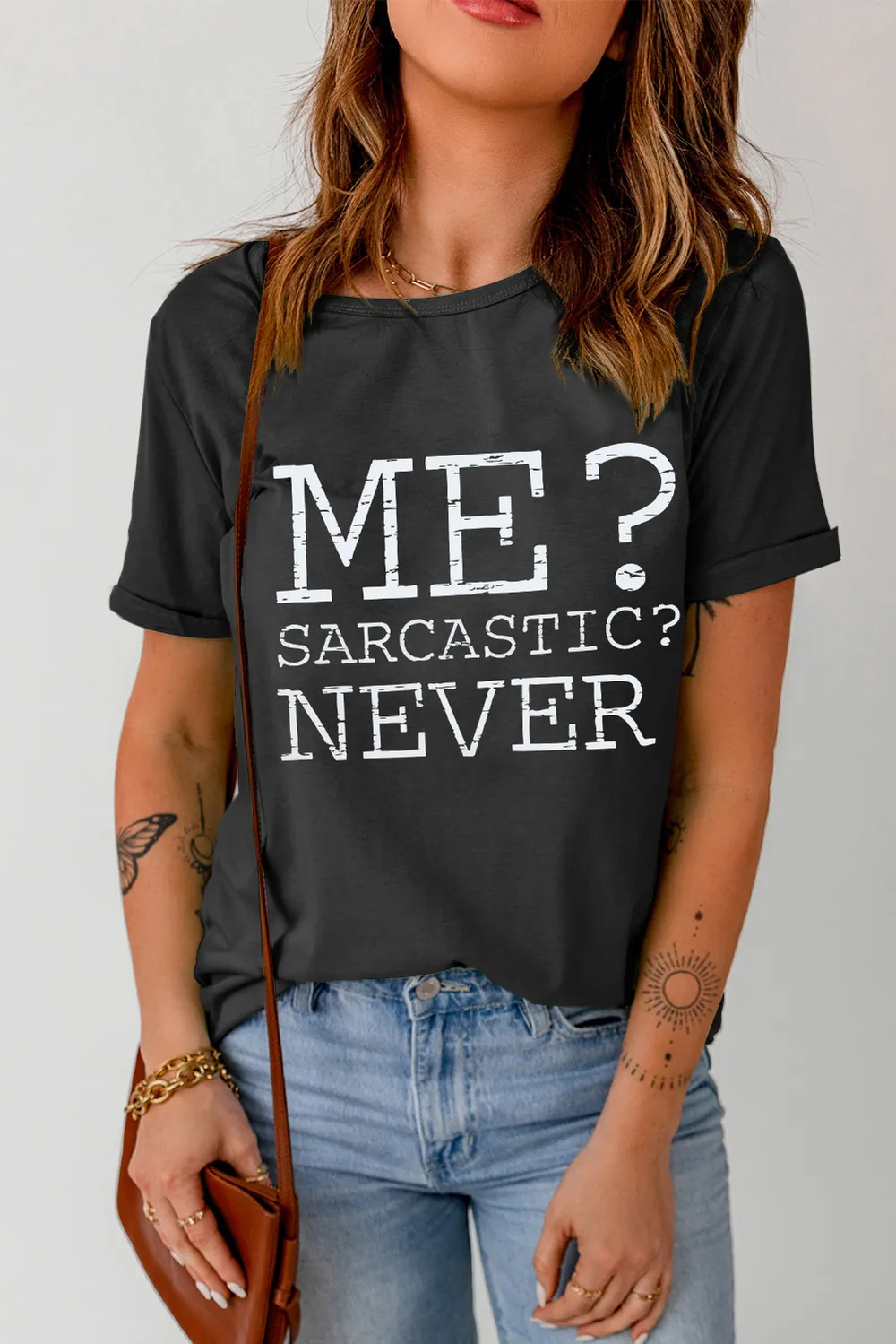 Letter Graphic Round Neck T-Shirt, image 2