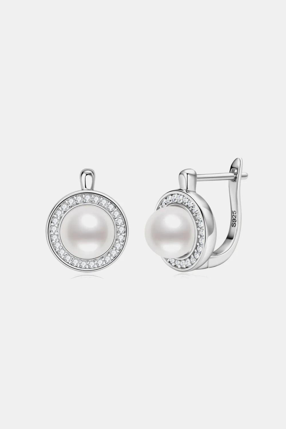 Moissanite Pearl 925 Sterling Silver Earrings, image 3