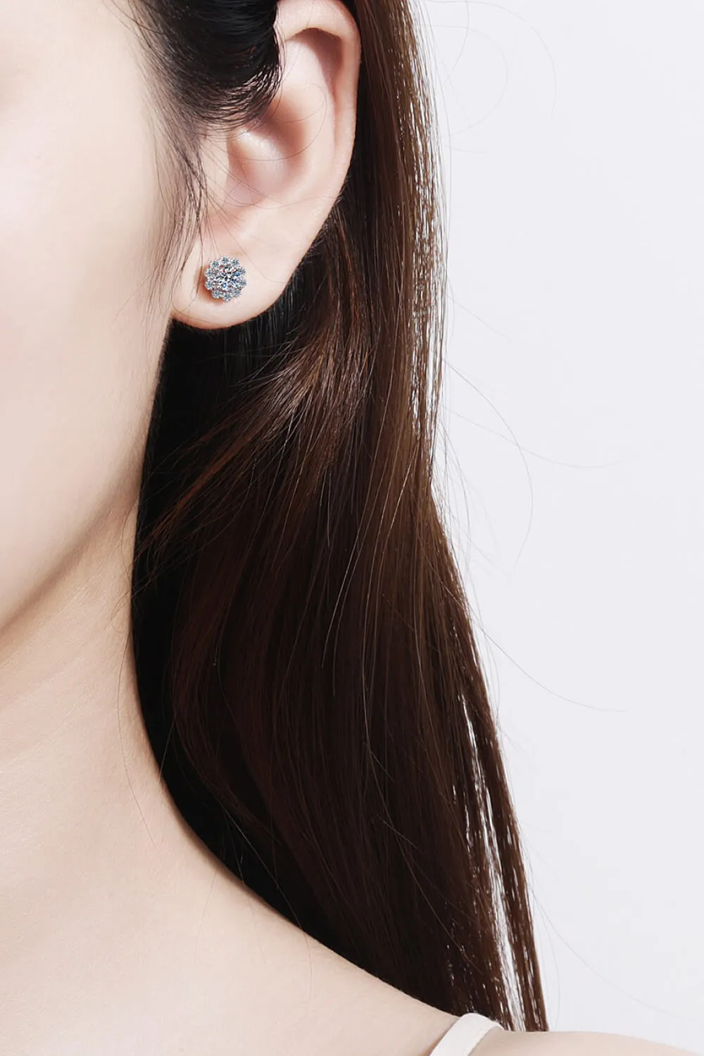 Moissanite Floral-Shaped Stud Earrings, image 3