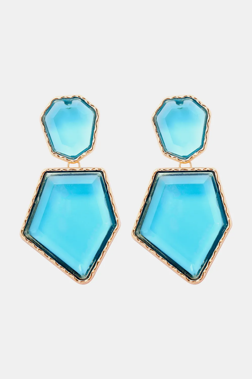 Geometrical Shape Zinc Alloy Frame Resin Dangle Earrings, image 12