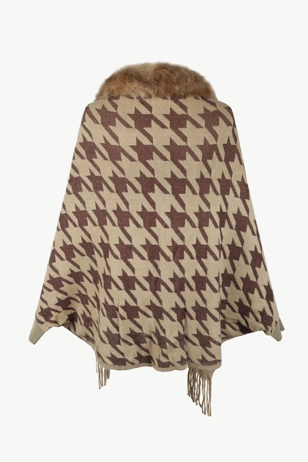Houndstooth Fringe Hem Poncho, image 8