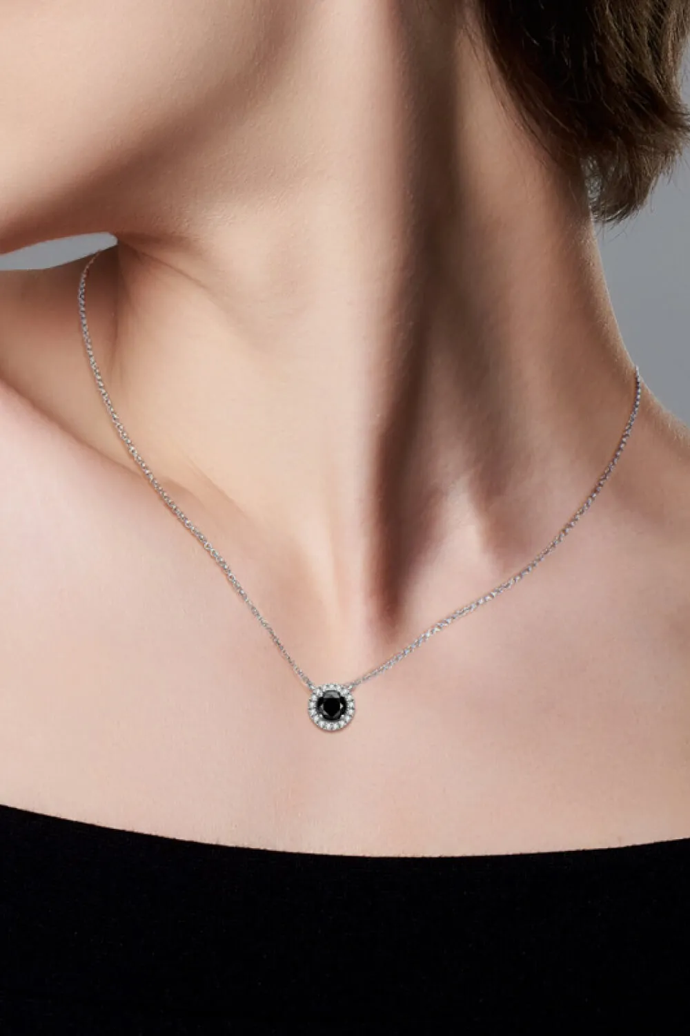 Two-Tone 1 Carat Moissanite Round Pendant Necklace, image 2