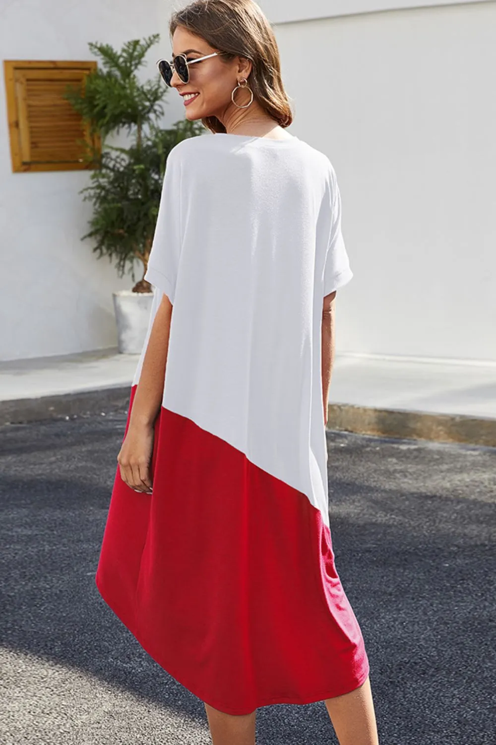 Color Block Round Neck Short Sleeve Dress, image 6