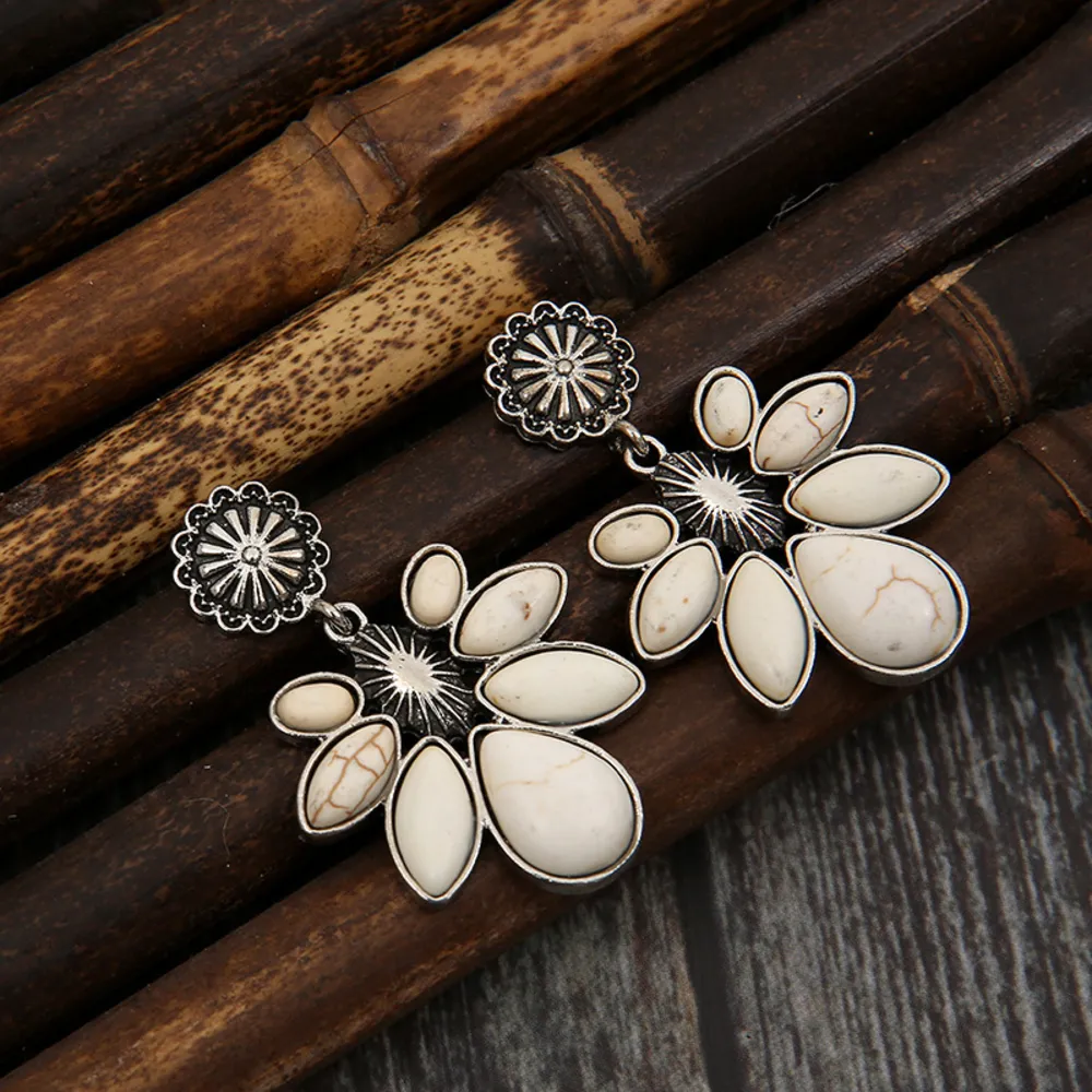 Artificial Turquoise Flower Earrings, image 10