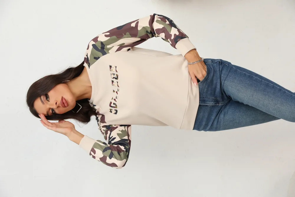 Camouflage Raglan Sleeve Sweatshirt, image 4