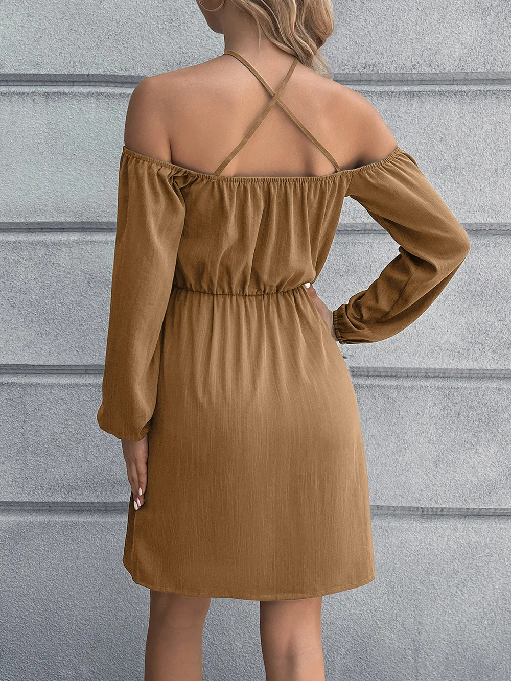 Cold-Shoulder Crisscross Mini Dress, image 6