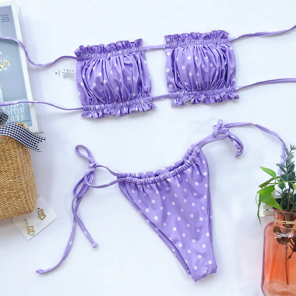 Frill Trim Ruched Bikini Set, image 13
