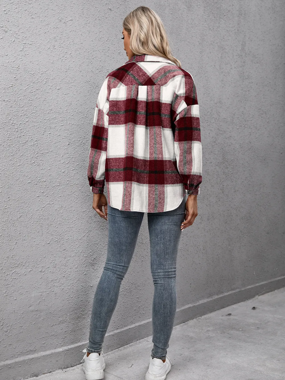 Plaid Long Sleeve Shirt Jacket, image 10