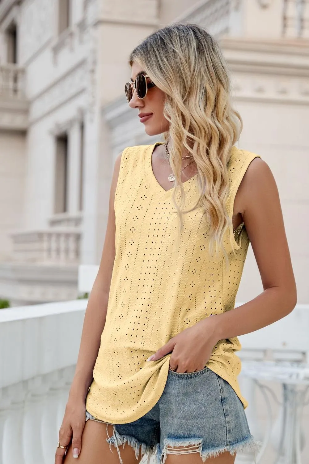 Eyelet V-Neck Tank, image 16