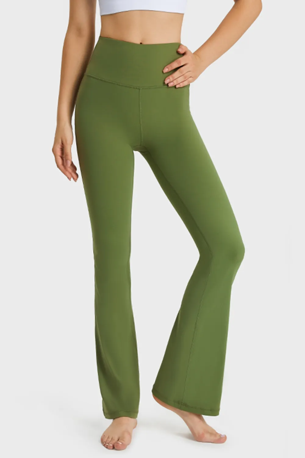 Elastic Waist Flare Yoga Pants, image 7