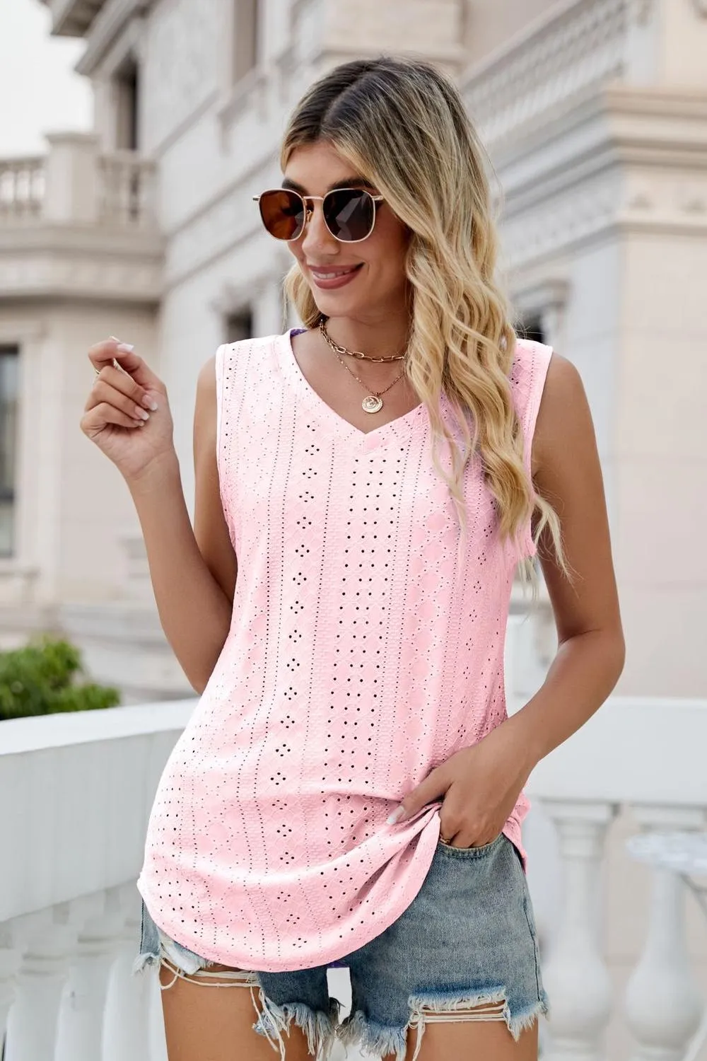 Eyelet V-Neck Tank, image 17