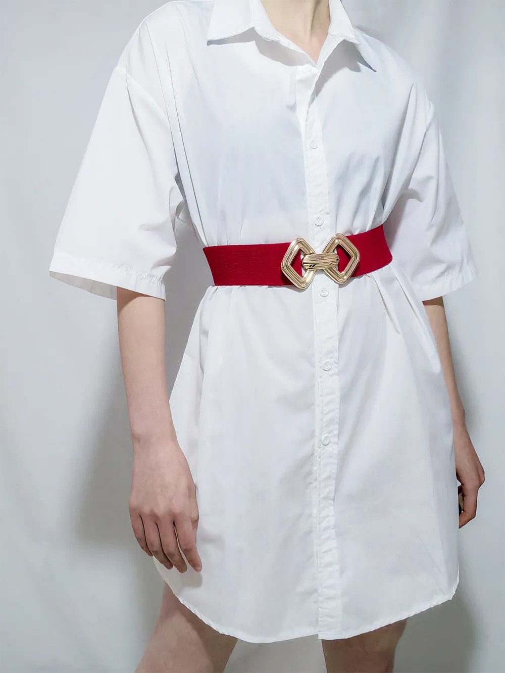 Geometric Buckle Elastic Wide Belt, image 21
