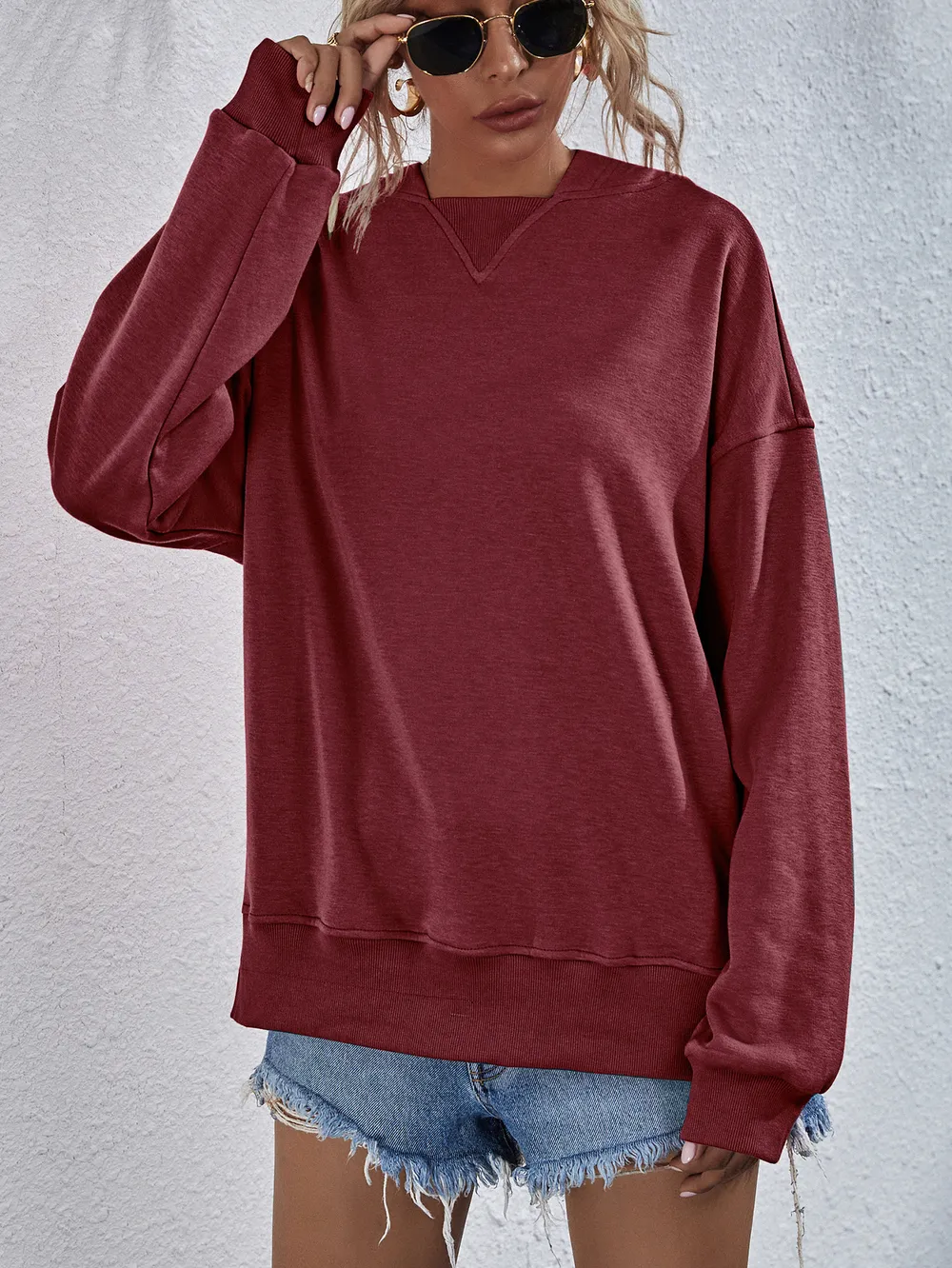 Dropped Shoulder Slit Hoodie, image 14