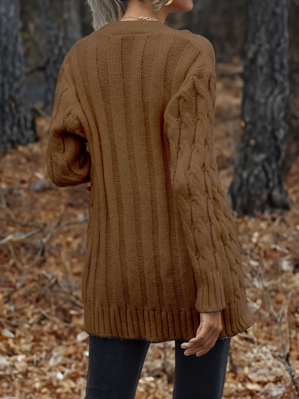 Cable-Knit Button Down Cardigan, image 9