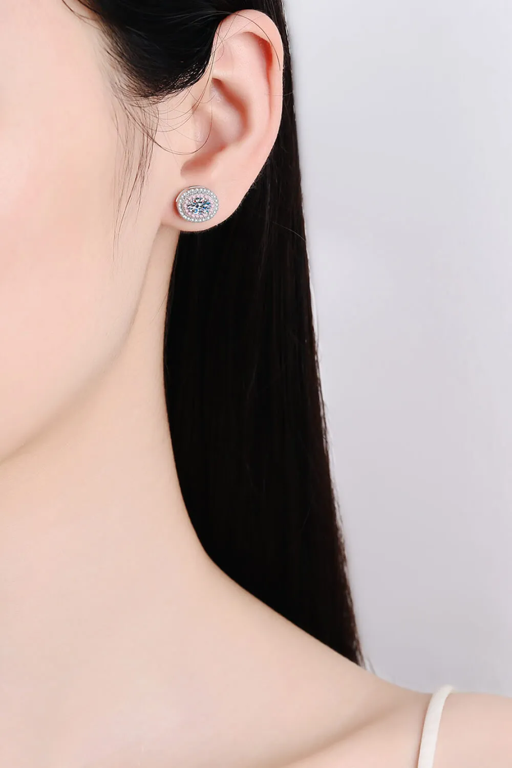 Platinum-Plated Moissanite Stud Earrings, image 3