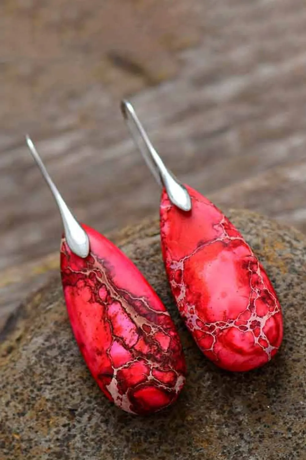 Handmade Teardrop Shape Natural Stone Dangle Earrings, image 8
