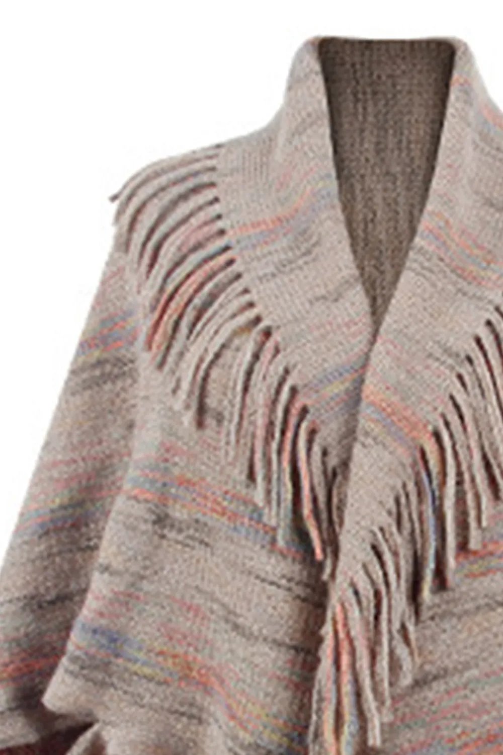 Fringe Detail Printed Poncho, image 5