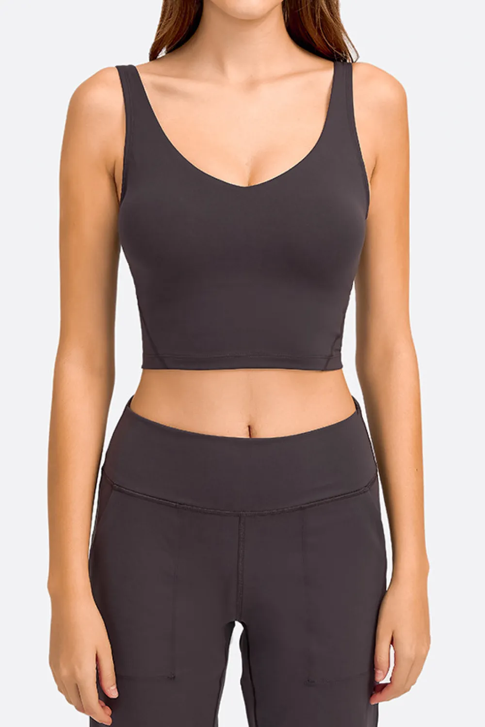 Deep V-Neck Crop Sports Bra, image 17
