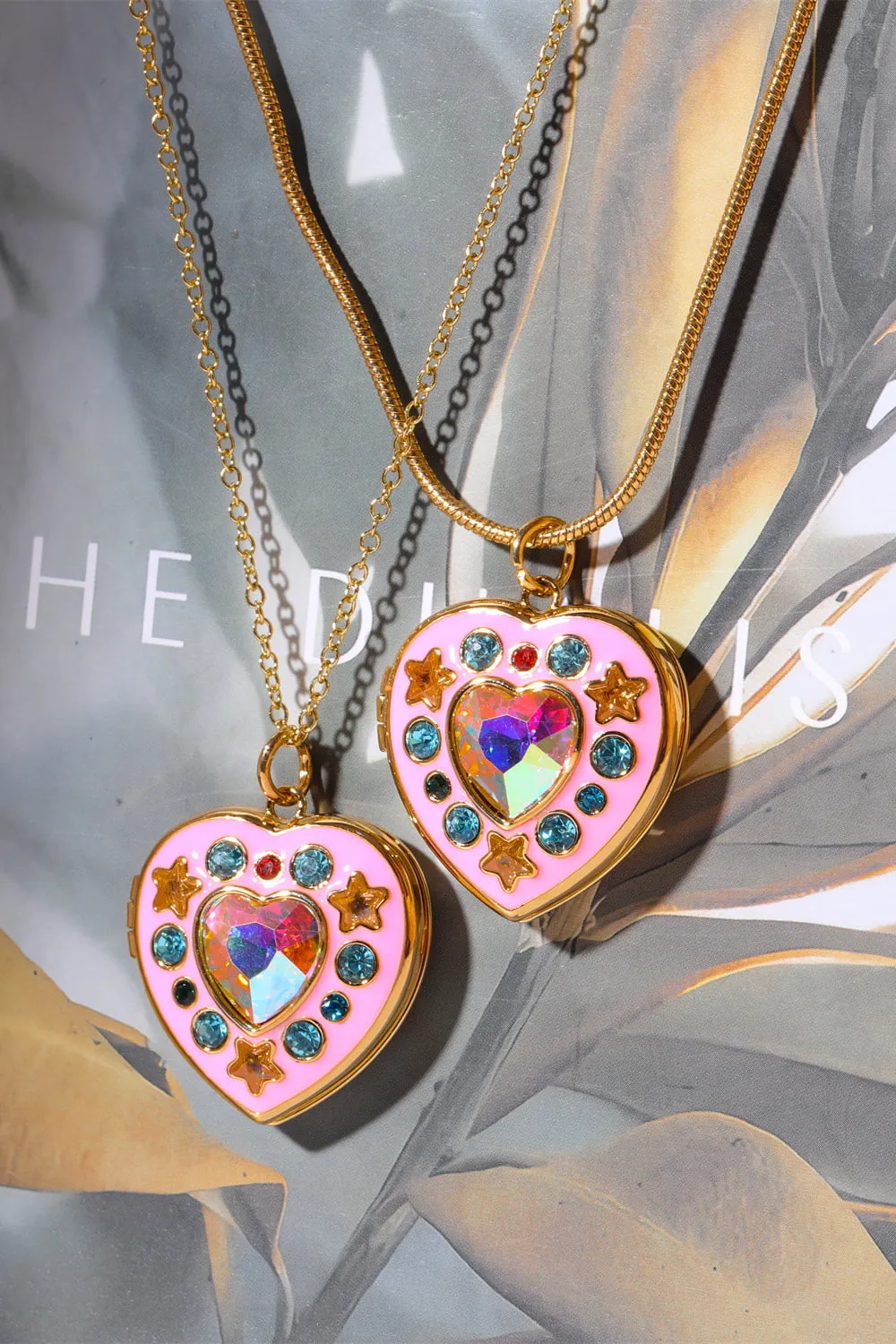Rhinestone Decor Heart Box Pendant Necklace, image 6