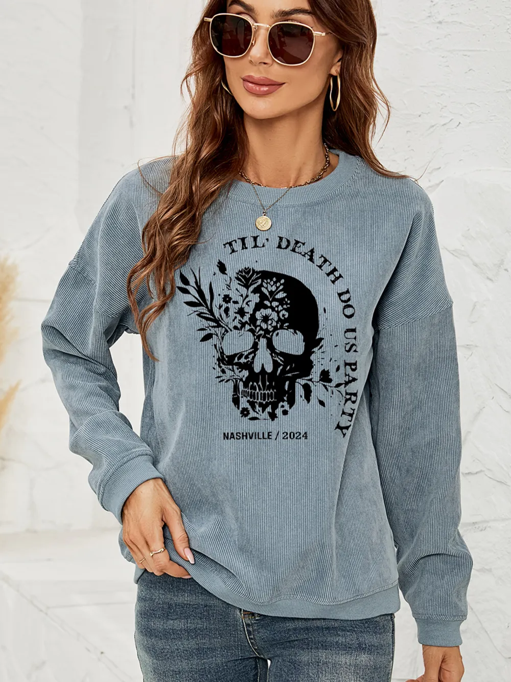 Skull Graphic Dropped Shoulder Sweatshirt, image 5