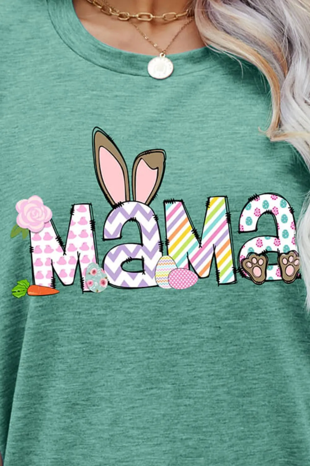 Easter MAMA Graphic Round Neck T-Shirt, image 4