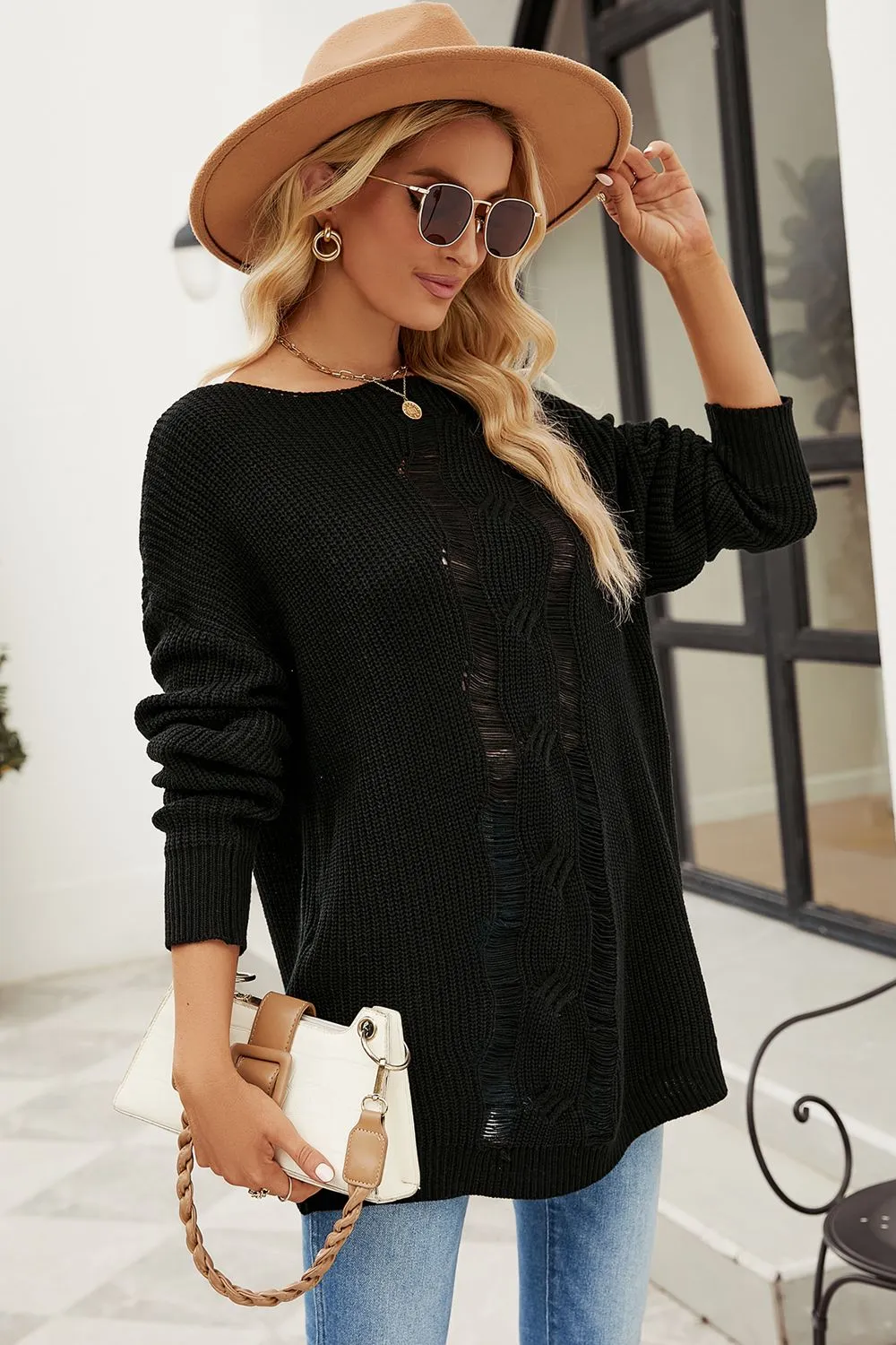 Boat Neck Dropped Shoulder Knit Top, image 9