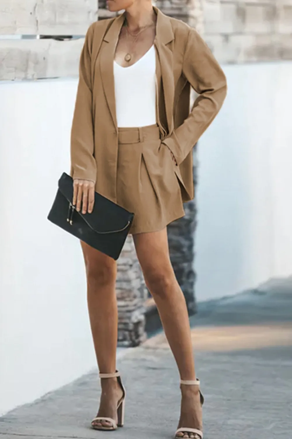 Longline Blazer and Shorts Set with Pockets, image 7