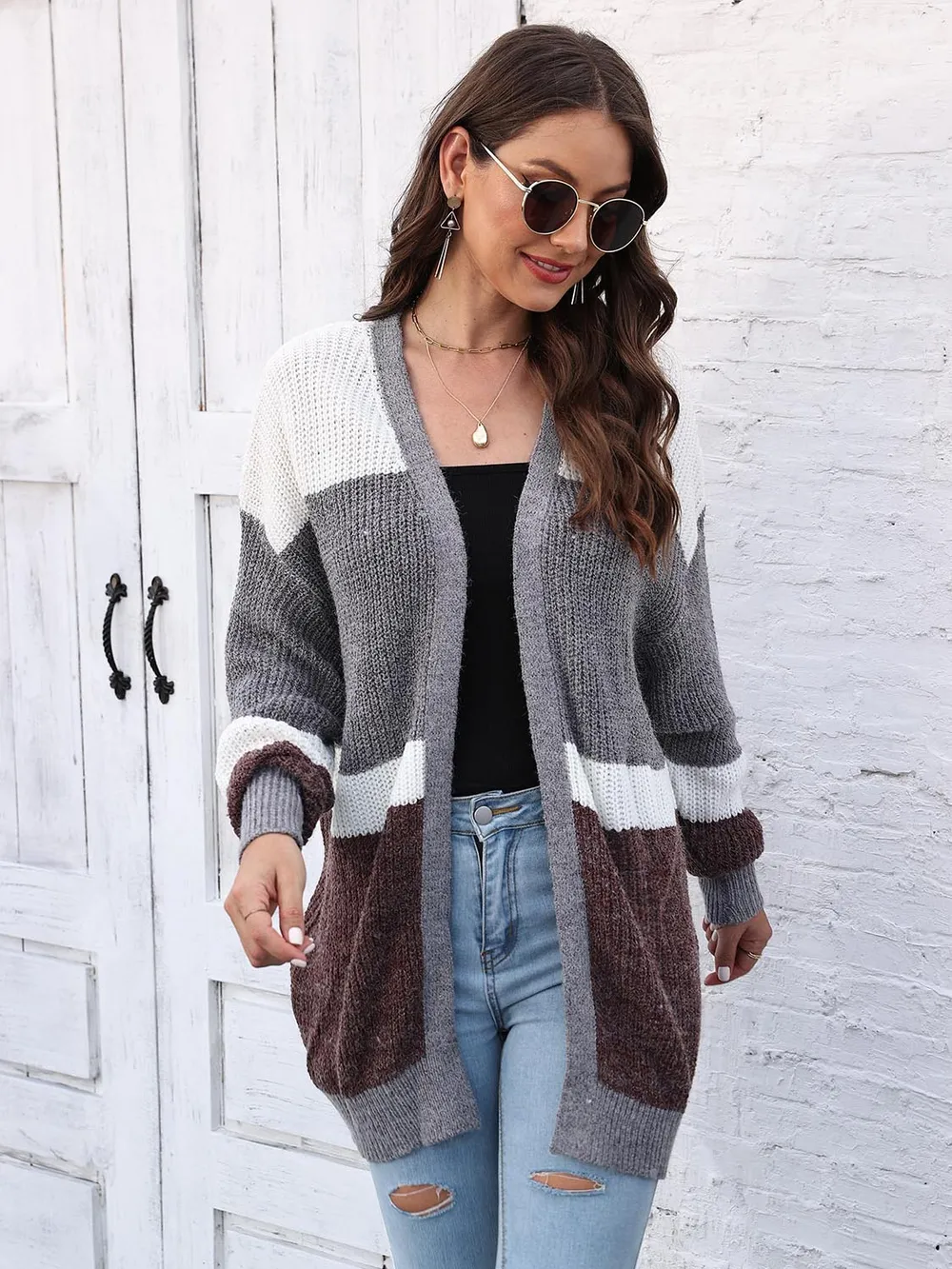 Color Block Open Front Cardigan, image 4