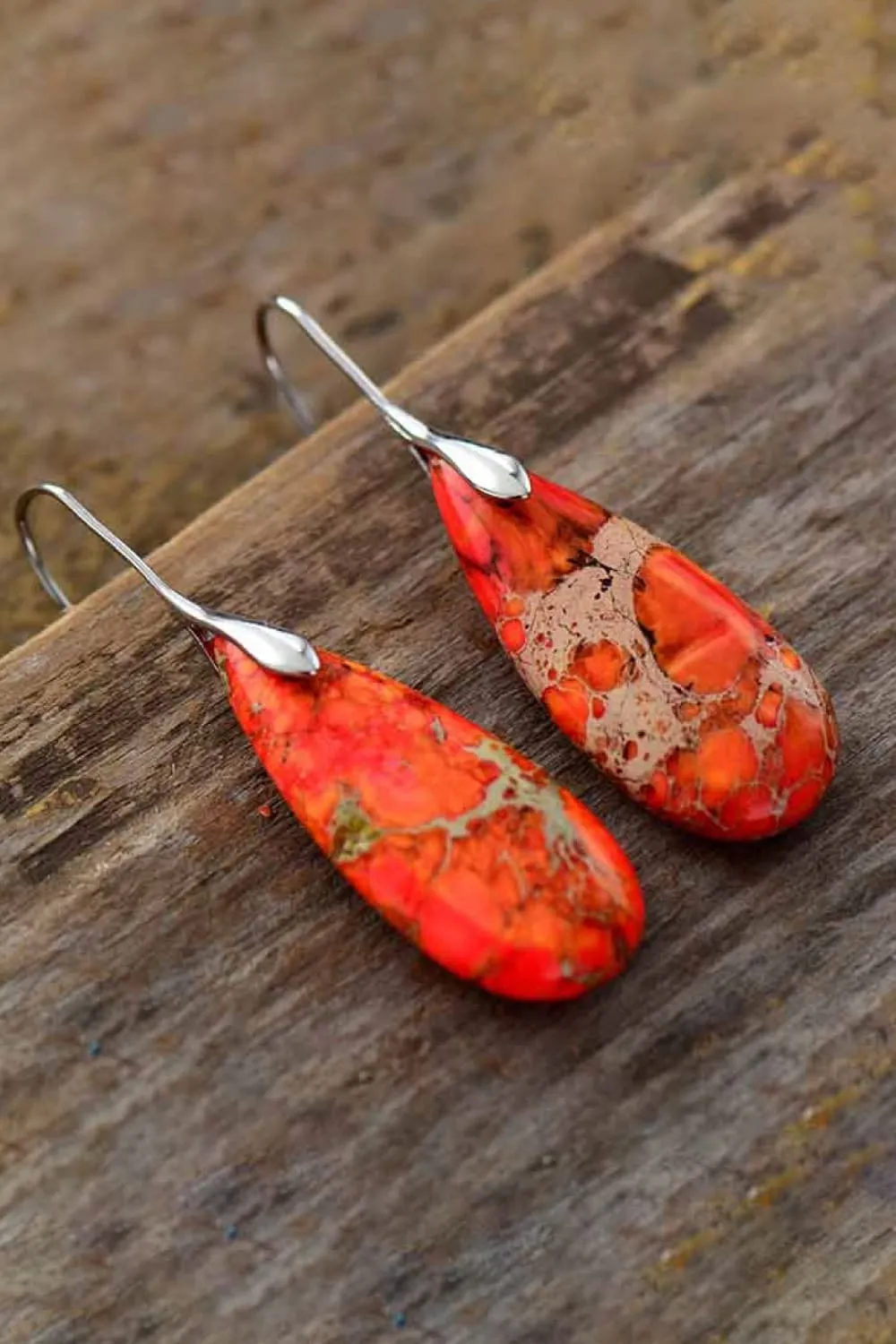 Handmade Teardrop Shape Natural Stone Dangle Earrings, image 9