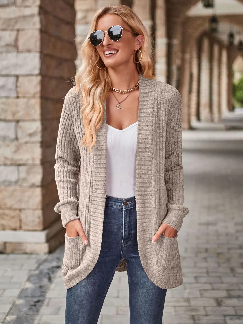 Open Front Cardigan with Pockets, image 8