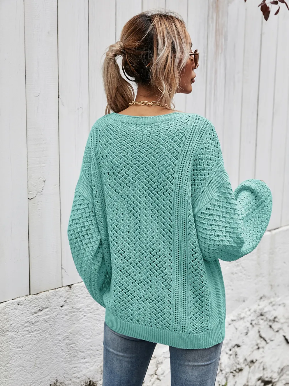V-Neck Dropped Shoulder Sweater, image 7