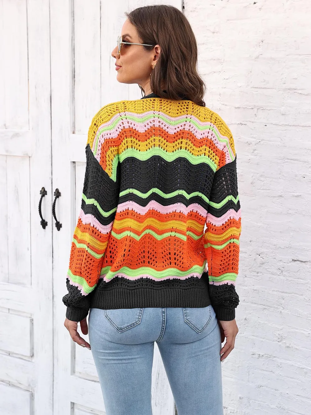 Open Front Openwork Cardigan, image 6