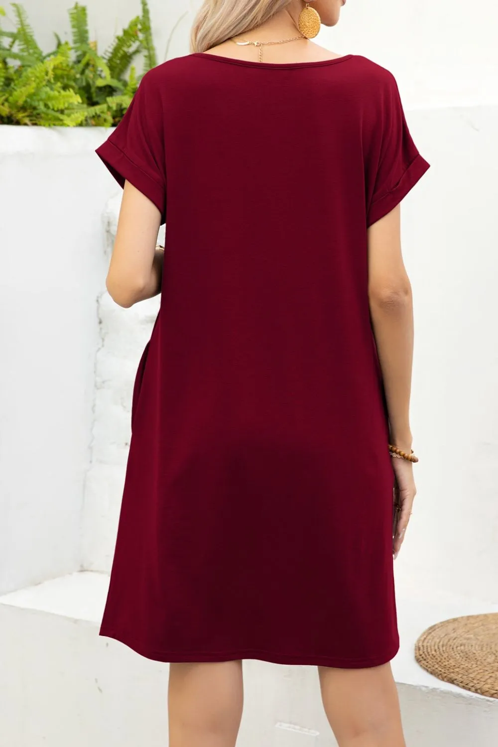 Scoop Neck Short Sleeve Pocket Dress, image 8