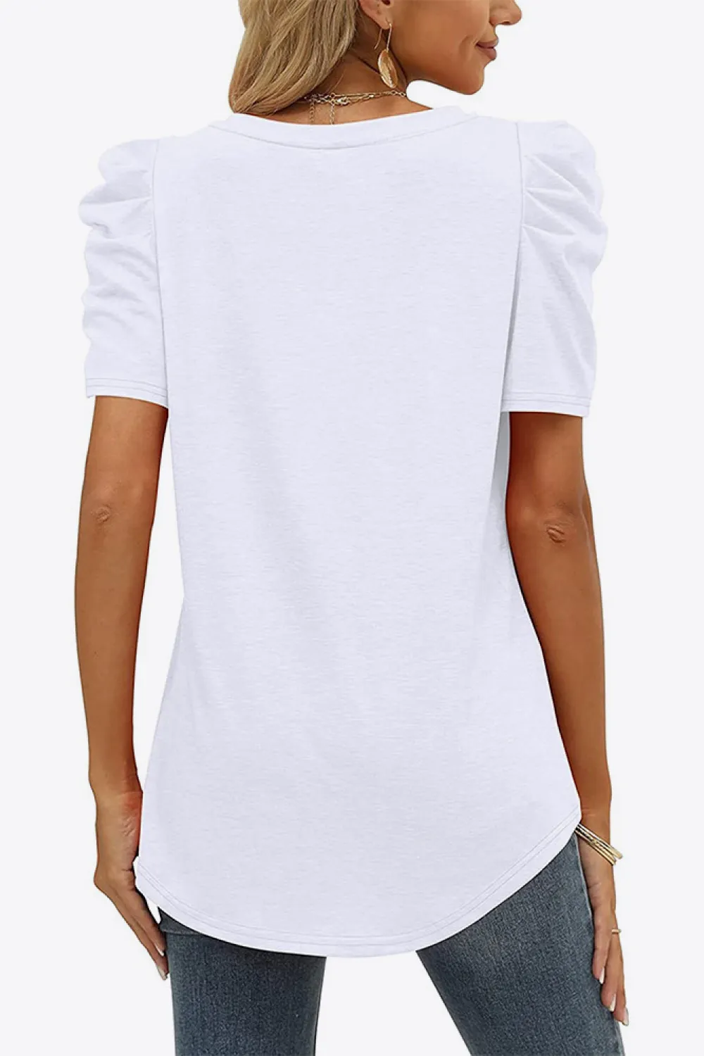 V-Neck Puff Sleeve Tee, image 7
