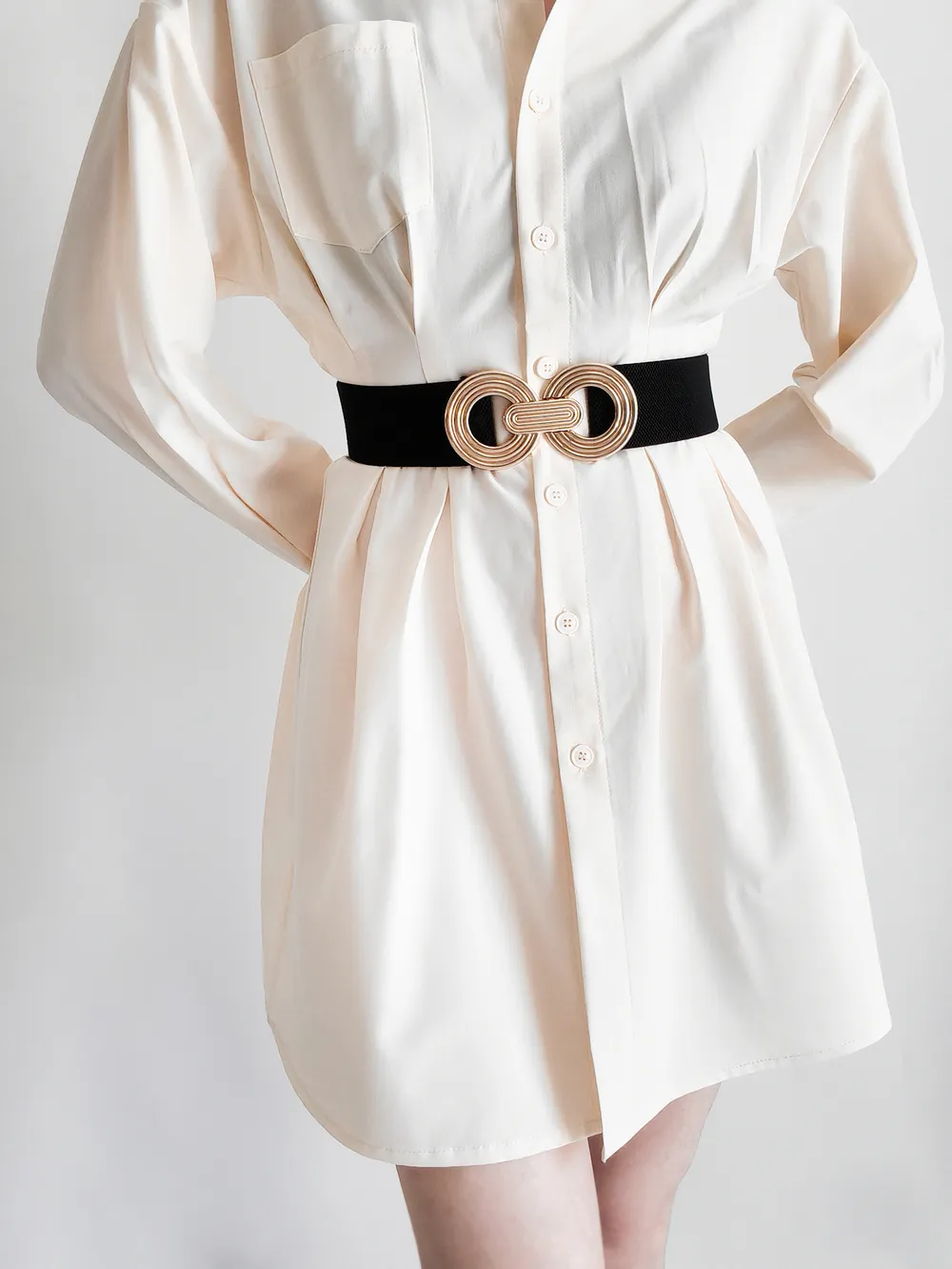 Geometric Buckle Elastic Wide Belt, image 14