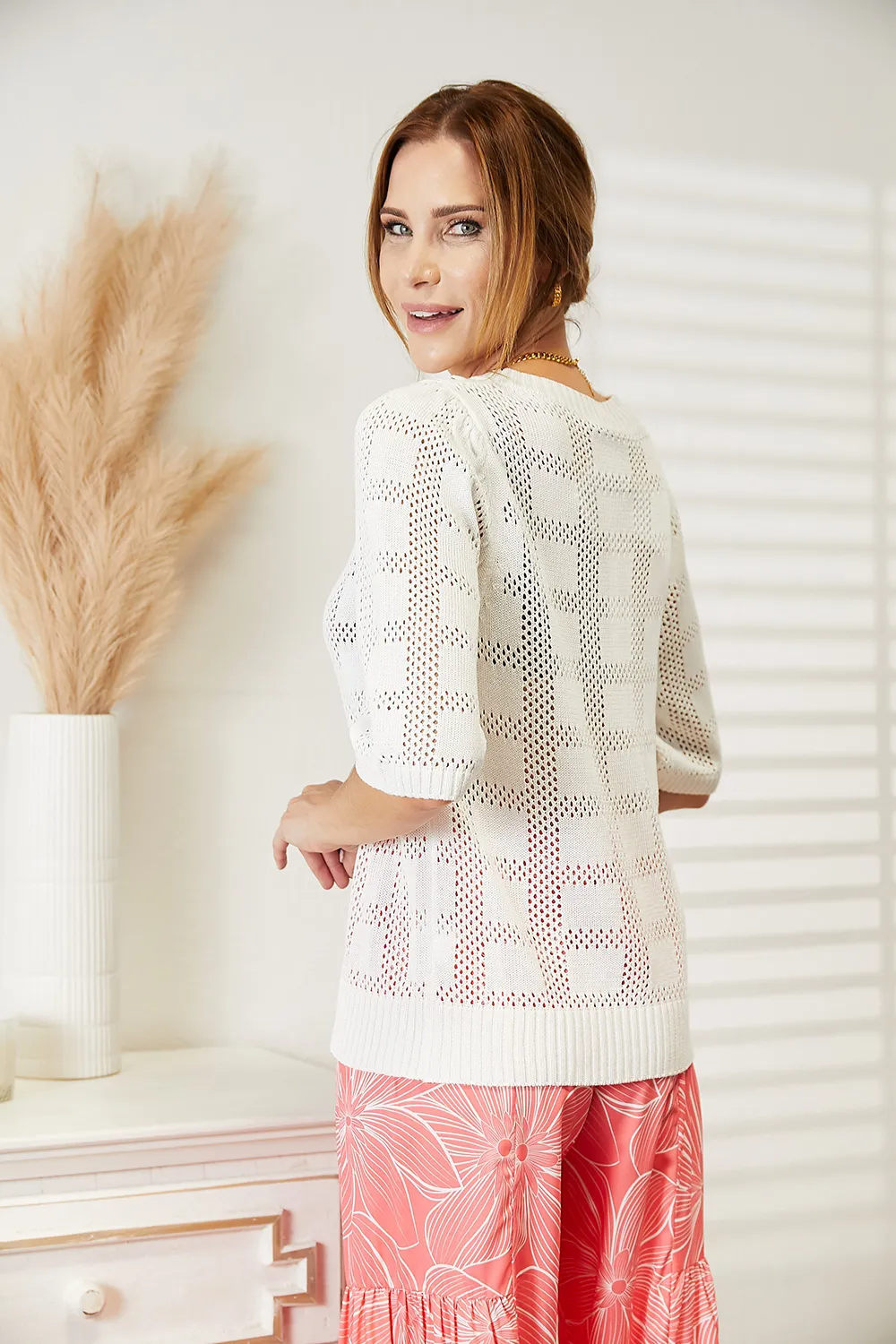 Ribbed Trim Round Neck Knit Top, image 24