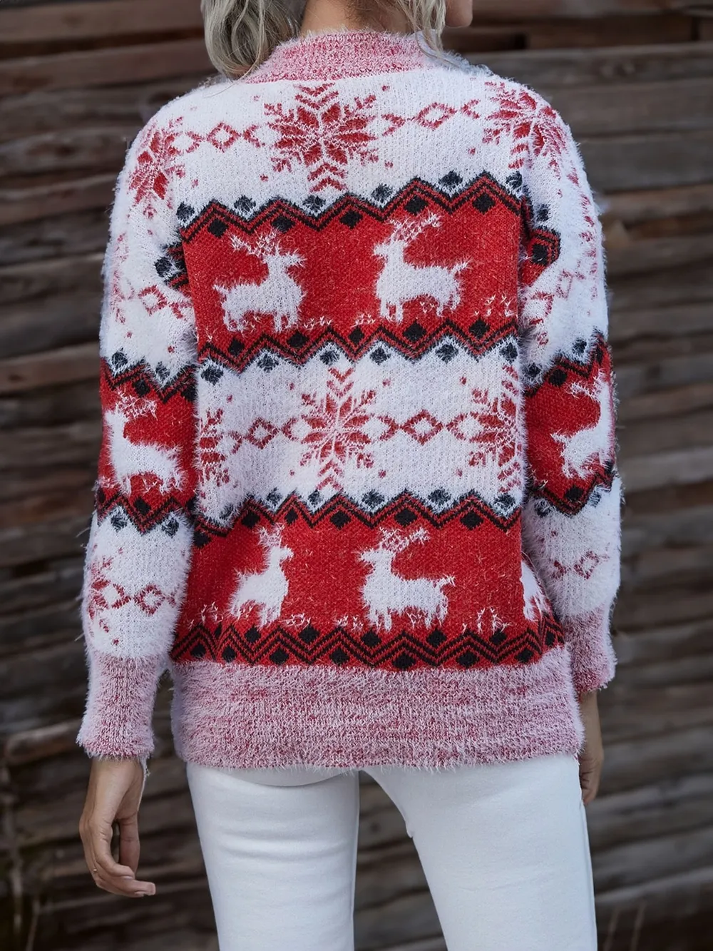 Reindeer & Snowflake Round Neck Sweater, image 4