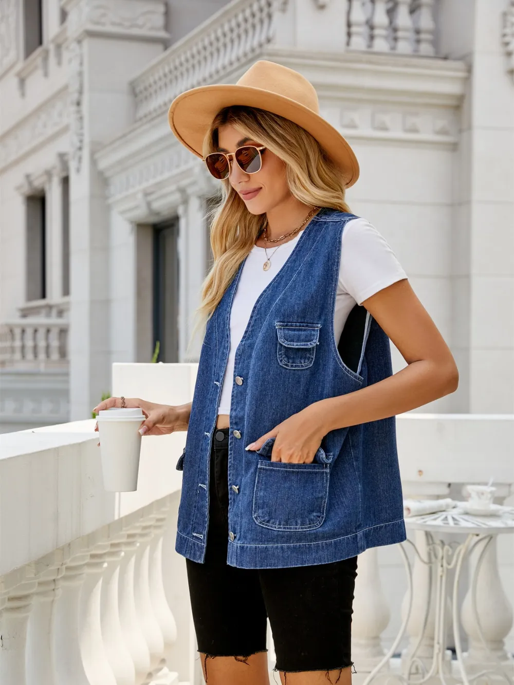 Button Down Denim Vest, image 3