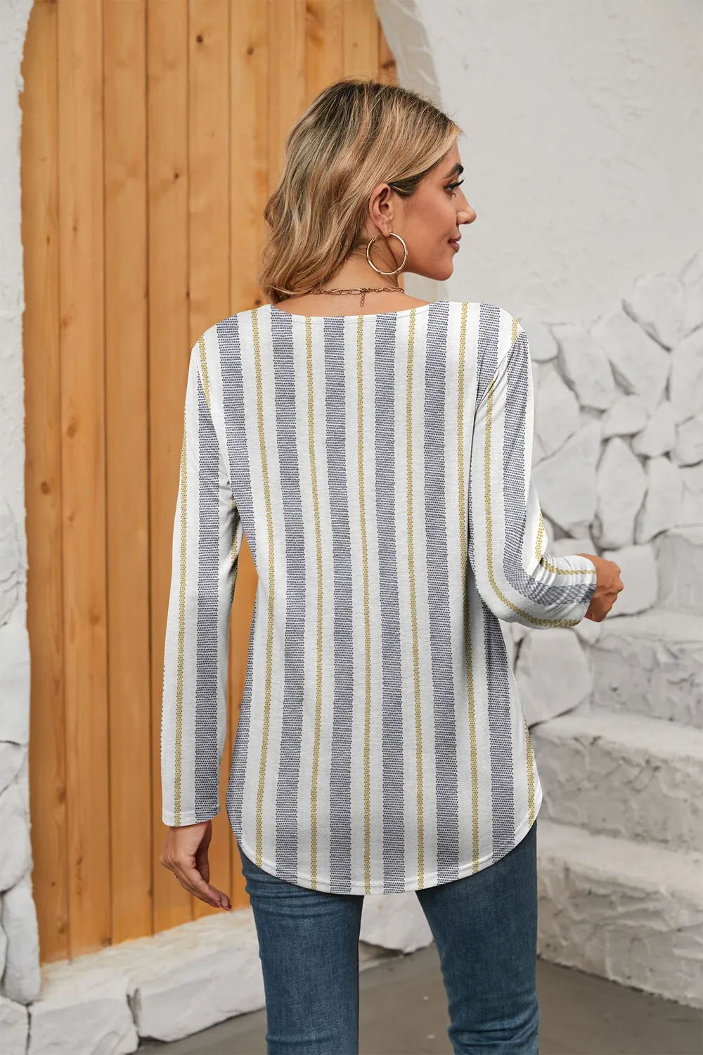Printed Square Neck Long Sleeve Blouse, image 18