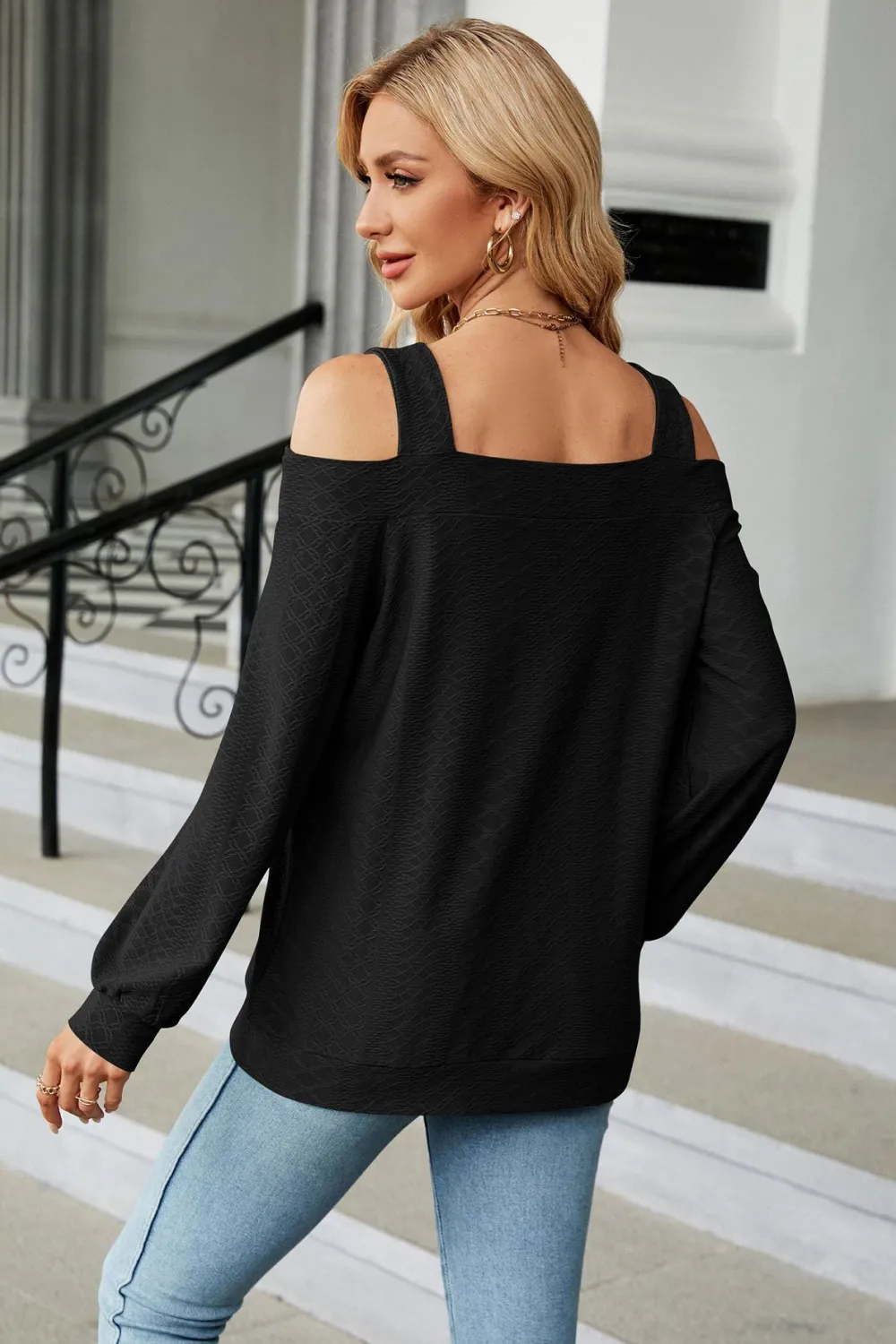 Cold Shoulder Square Neck Cutout Blouse, image 10