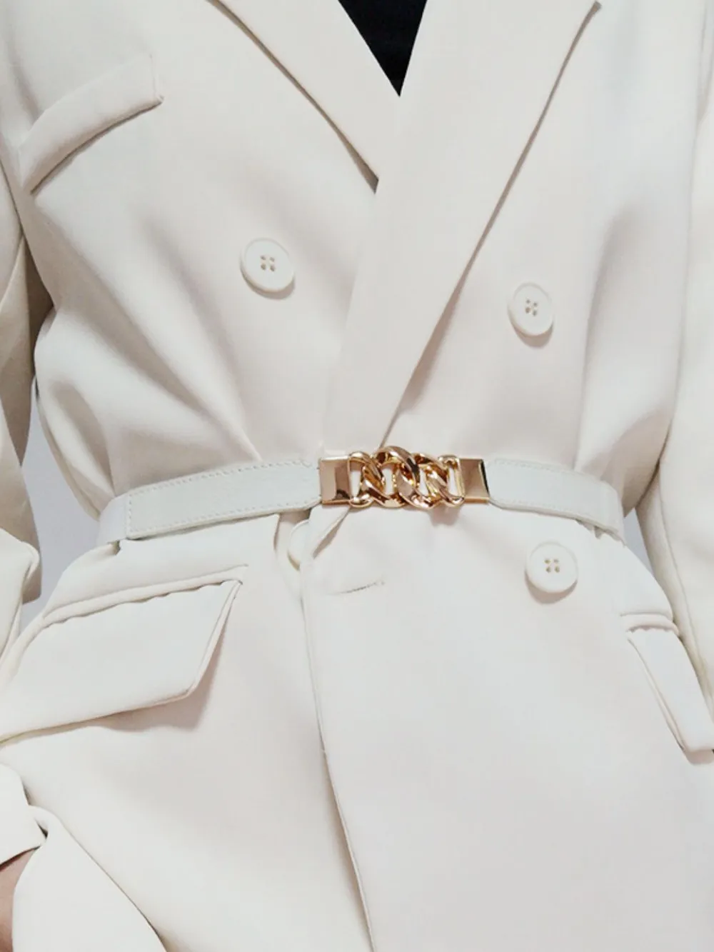 Zinc Alloy Buckle Elastic PU Belt, image 21