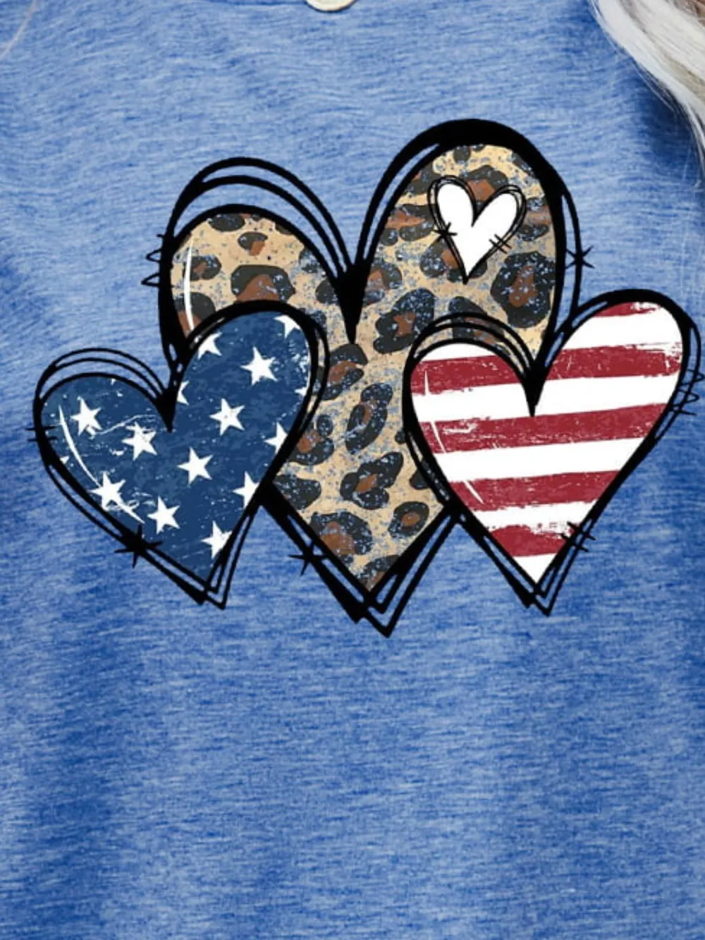 US Flag Leopard Heart Graphic Tee, image 6