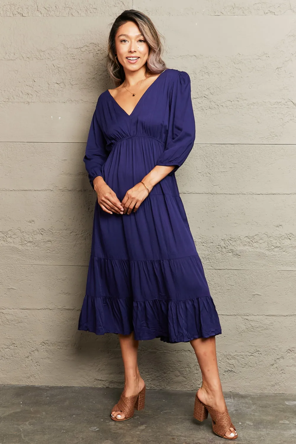 Tied Backless Tiered Midi Dress, image 4