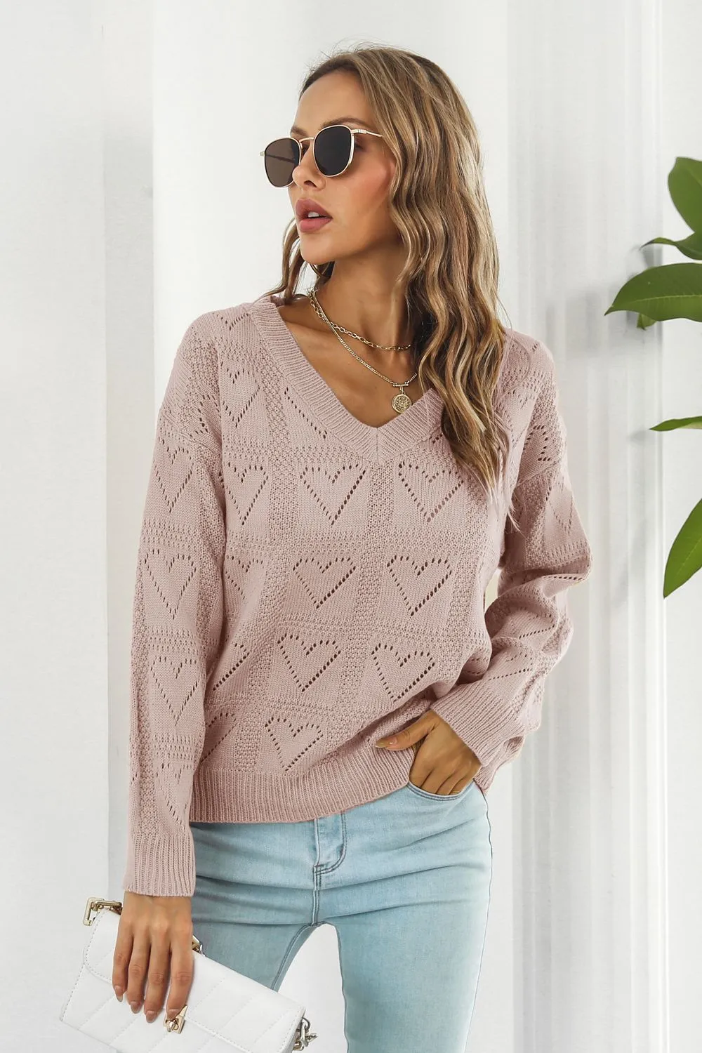 V-Neck Drop Shoulder Sweater, image 3
