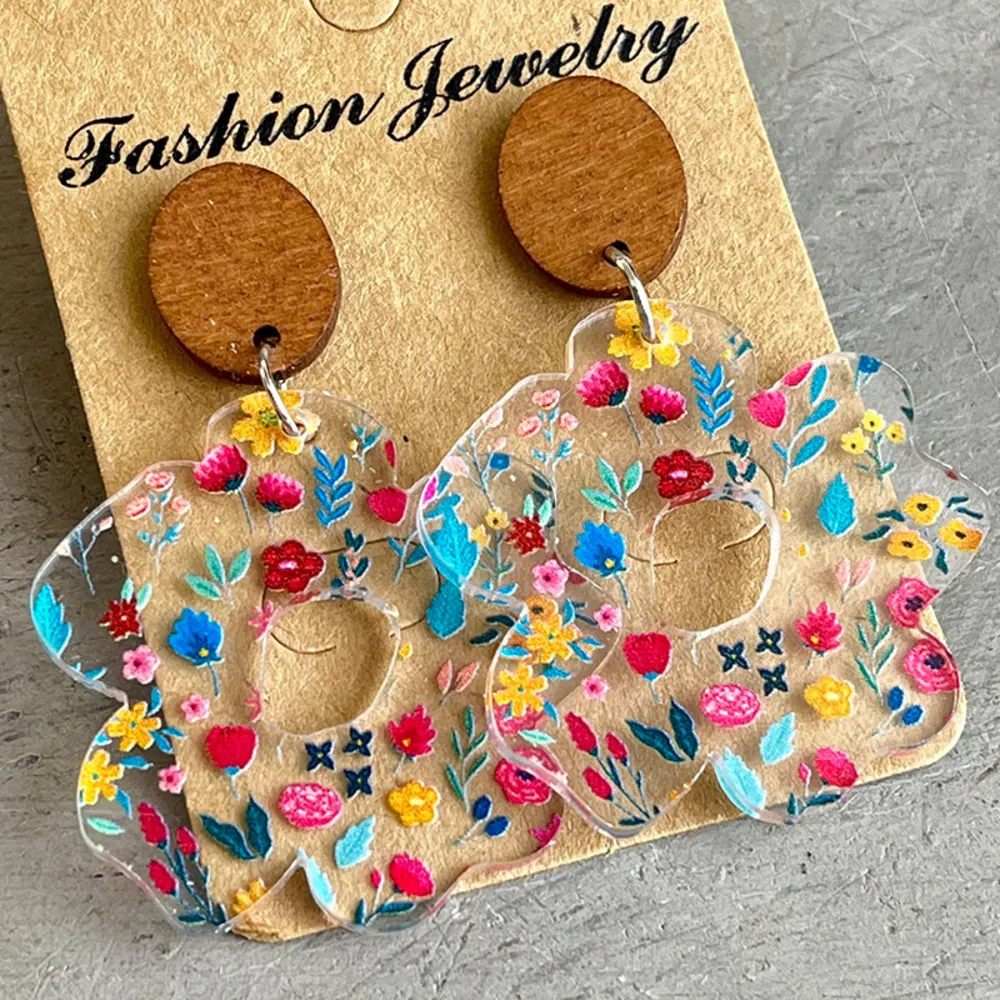 Flower Shape Acrylic Dangle Earrings, image 6